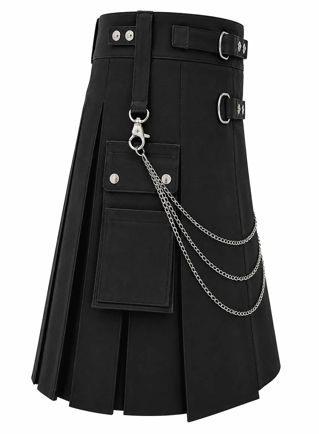 Premium Quality Traditional Scottish Black Leather Kilt Design 14 Left Side (Image 3) The Ultimate Chain-Adorned Scottish Kilt | Make Your Statement - Image 1