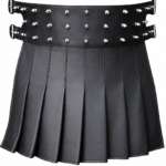Spiked Black Leather Kilt for Men | Alternative Utility Style