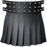 Spiked Black Leather Kilt for Men | Alternative Utility Style
