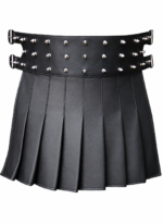 Spiked Black Leather Kilt for Men | Alternative Utility Style