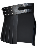 Spiked Black Leather Kilt for Men | Alternative Utility Style - Image 2