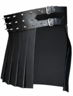 Spiked Black Leather Kilt for Men | Alternative Utility Style - Image 2