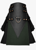 Black Leather O-Ring kilt for men | Utility Style