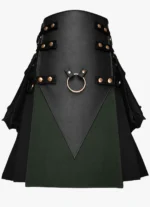 Black Leather O-Ring kilt for men | Utility Style