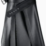 Traditional Black Leather scottish kilt | Classic Style