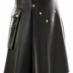 Premium Black Leather woman kilt | Utility Style