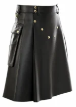 Premium Black Leather woman kilt | Utility Style