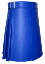 Royal Blue Leather Kilt | Bold men in kilt Style