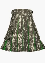 Handcrafted Digital Camo and Green Tartan Hybrid Kilt - Image 3