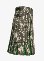 Handcrafted Digital Camo and Green Tartan Hybrid Kilt