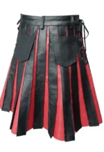 Premium Black and Red Gladiator Leather Kilt - Image 4