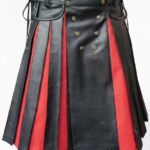 Premium Black and Red Gladiator Leather Kilt
