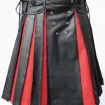 Premium Black and Red Gladiator Leather Kilt