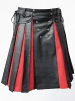 Premium Black and Red Gladiator Leather Kilt