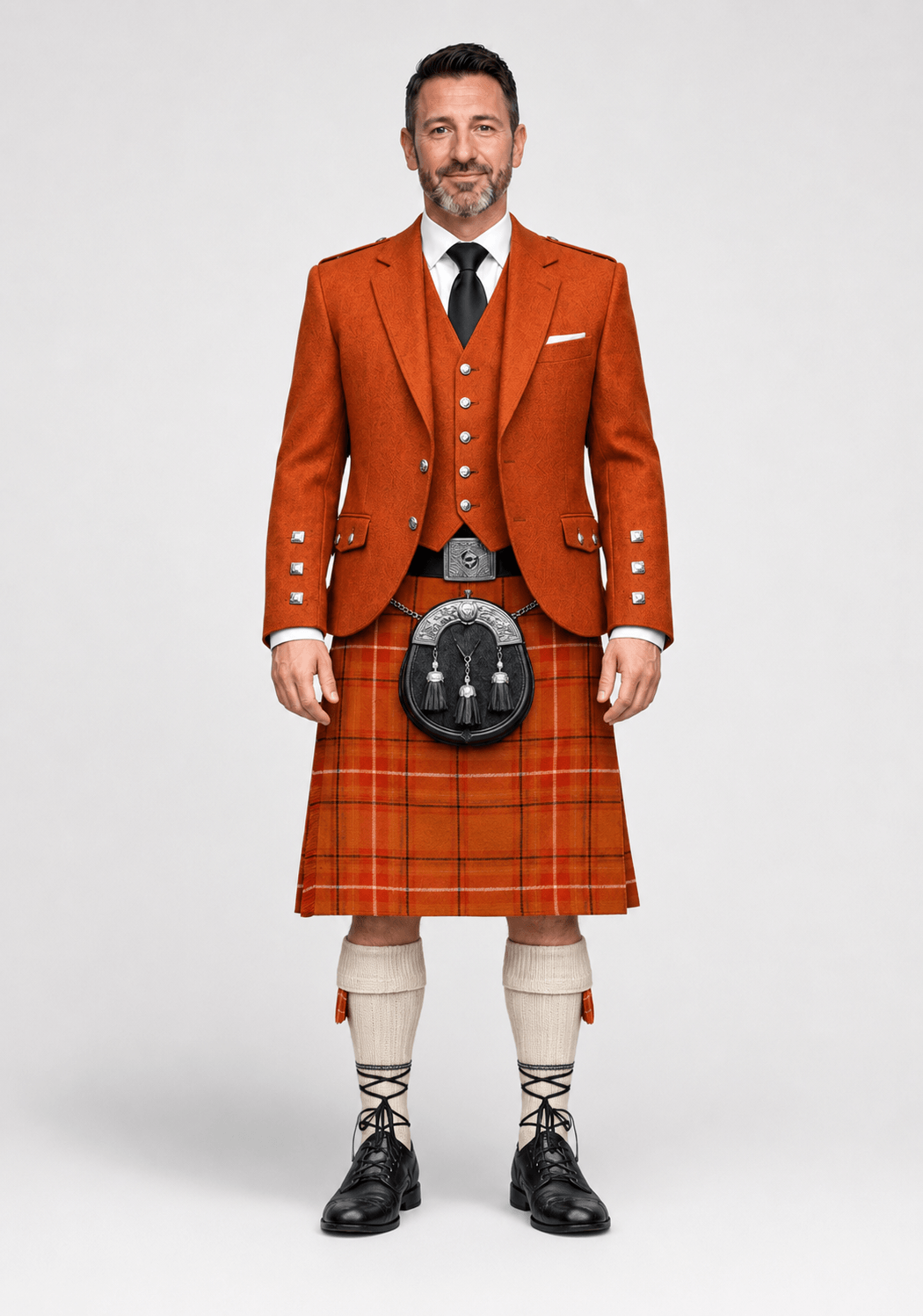 Australia Tartan Kilt And Russet Orange Argyle Jacket Kilt Outfit 1 Australia Tartan Kilt & Russet Orange Argyle Jacket Outfit - Image 1