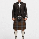 Brown Heather Tartan Kilt With Matching Argyle Jacket Outfit