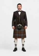 Brown Heather Tartan Kilt With Matching Argyle Jacket Outfit