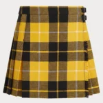 Women's Yellow Tartan Pleated Kilt