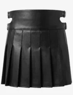 Leather Mini Skirt with Cut-Out Buckles
