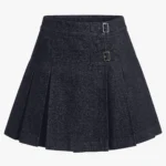 Classic Indigo Denim Pleated Skirt