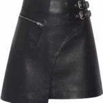Women's Leather Mini Skirt with Zippers
