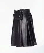 Women's Pleated Faux Leather Skirt with Cargo Pouch - Image 3