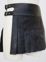 Leather Mini Skirt with Cut-Out Buckles - Image 3