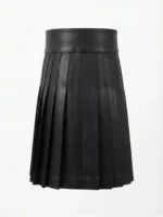 Black Nappa Leather Scottish Kilt - Image 3
