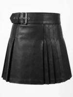 Black Nappa Leather Scottish Kilt