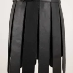 Women's Layered Strip Faux Leather Mini Skirt