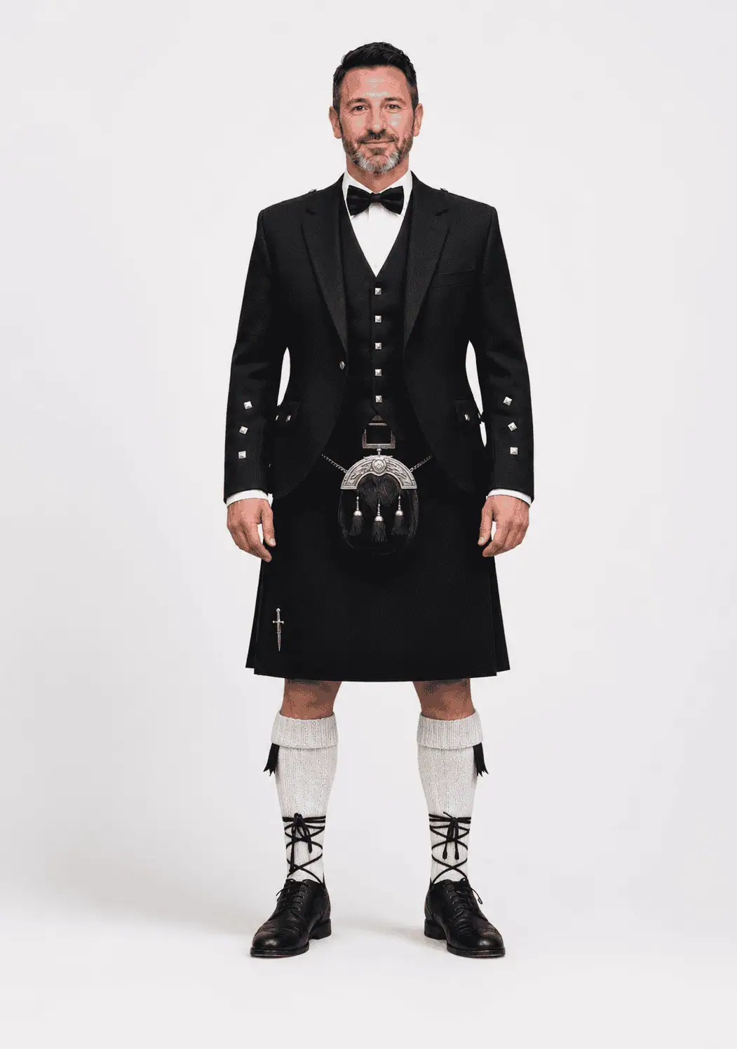 Plain Black Tartan Kilt Outfit 1 Solid Black Tartan Outfits - Image 1