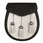 Black Leather and White Pony Hair Sporran