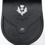 Celtic Pattern Black Leather Kilt Sporran