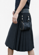 Bold Black Utility: Custom-Crafted Scottish Cargo Kilt