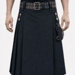 Bold Black Utility: Custom-Crafted Scottish Cargo Kilt