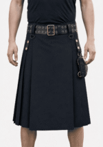 Bold Black Utility: Custom-Crafted Scottish Cargo Kilt