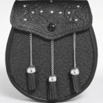 Fancy Black Leather Kilt Sporran