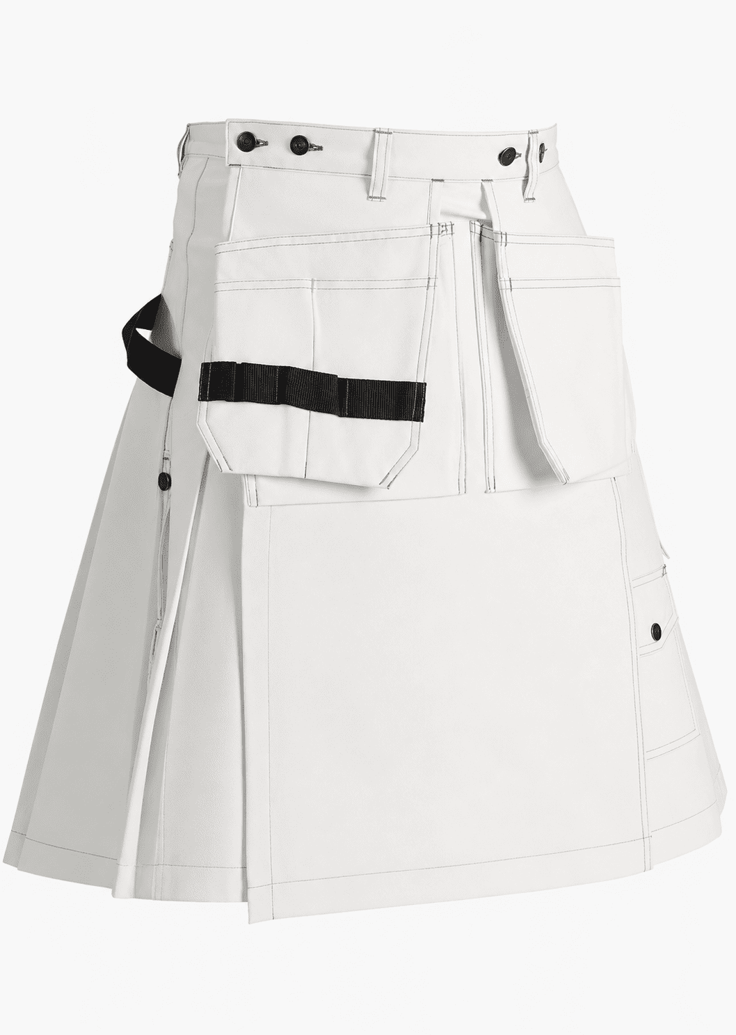 Premium Quality Hand Made Traditional Scottish Multi Pockets White Working Kilt Design 4 (Image 1) Ultimate Workwear Utility: Traditional Scottish Multi-Pocket White Kilt - Image 1