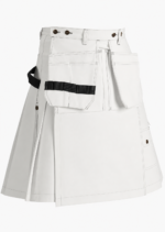 Ultimate Workwear Utility: Traditional Scottish Multi-Pocket White Kilt