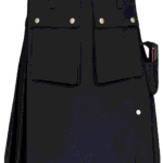 Scottish Black Utility Kilt | Heavy-Duty Work Kilt