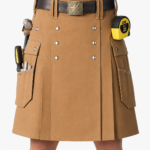 Traditional Khaki Utility Work Kilt | Multi-Pocket Workwear