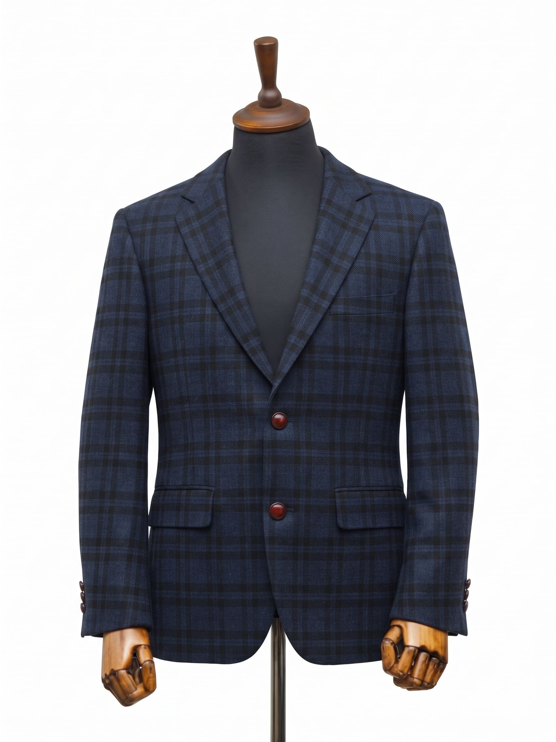Gemini_Generated_Image_nf9v37nf9v37nf9v Navy Plaid Coat - Image 1